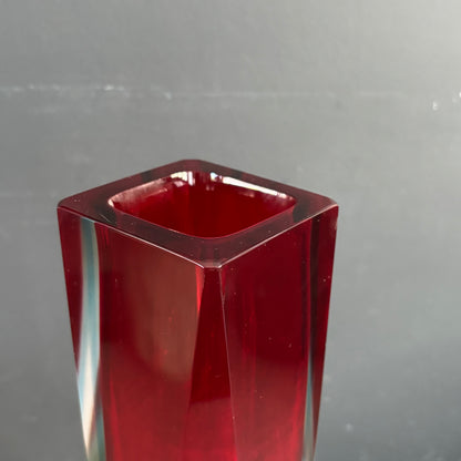 Vase Murano sommerso grand modèle rouge et bleu - Mandruzzato - Années 70 - Ref 1313
