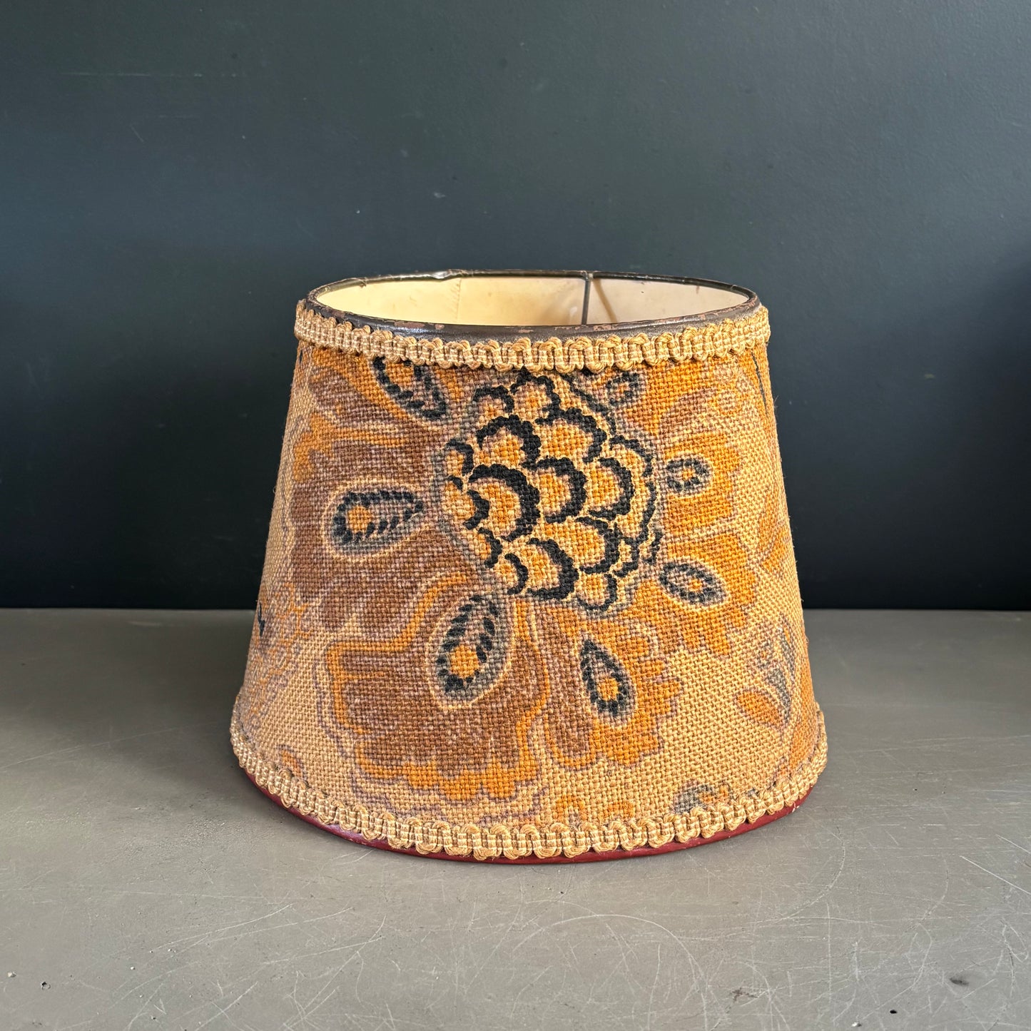 Abat-jour vintage en toile de jute à motifs - Ref 1330