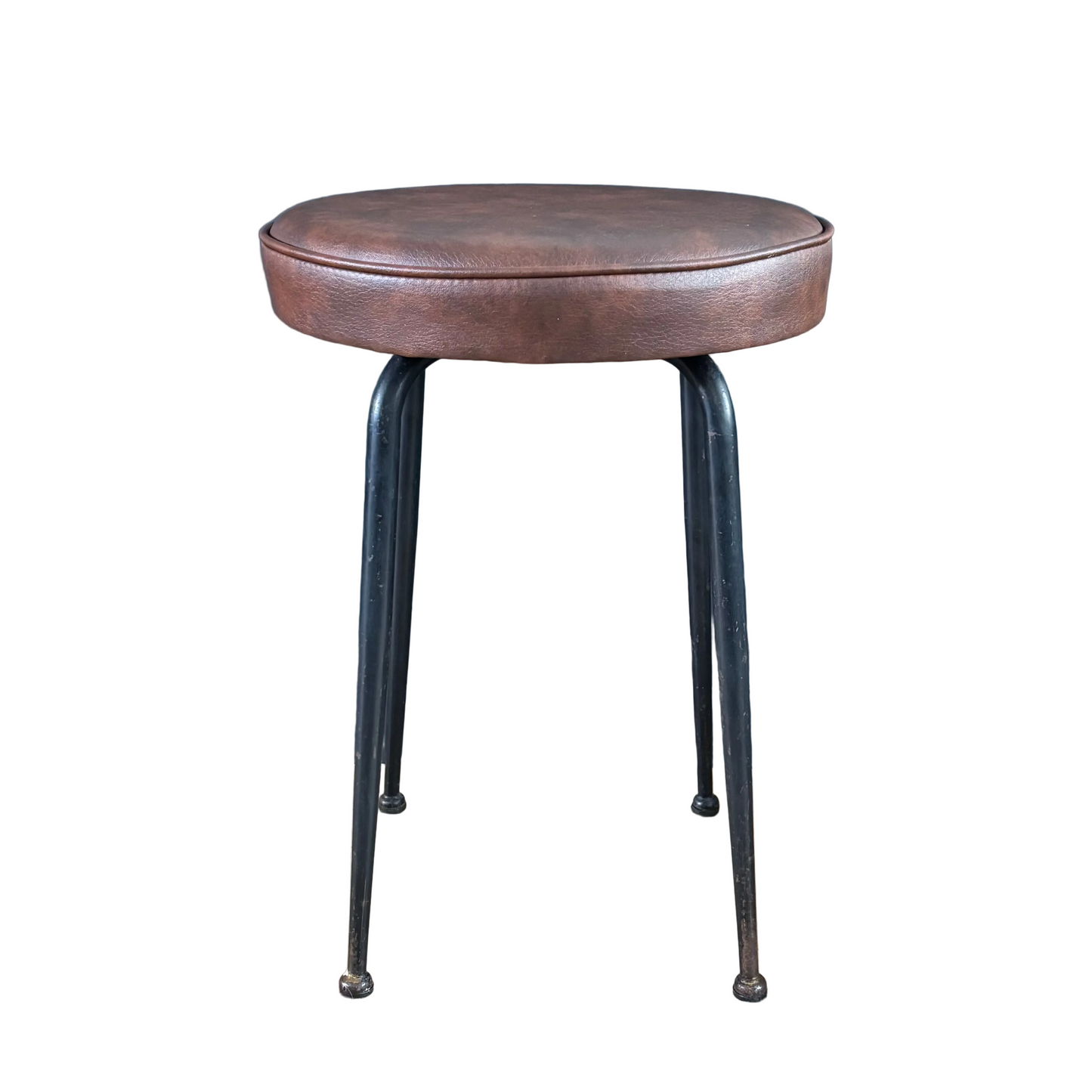 Tabouret vintage en simili marron - Ref 1233