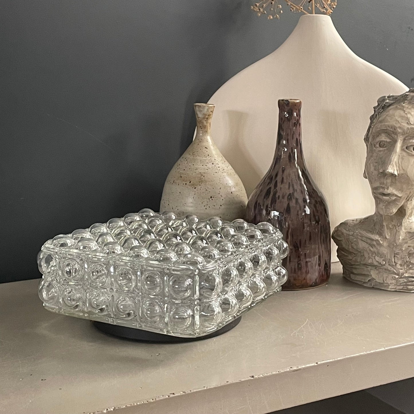 Plafonnier applique en verre moulé bulles - Ref 1147