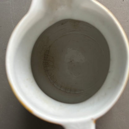 Théière ancienne en faïence et couvercle-filtre en étain - Ref 1250