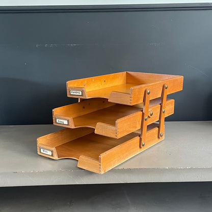 Organiseur trieur de bureau ancien en bois - Ref 1105