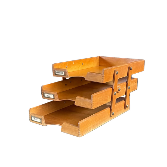 Organiseur trieur de bureau ancien en bois - Ref 1105