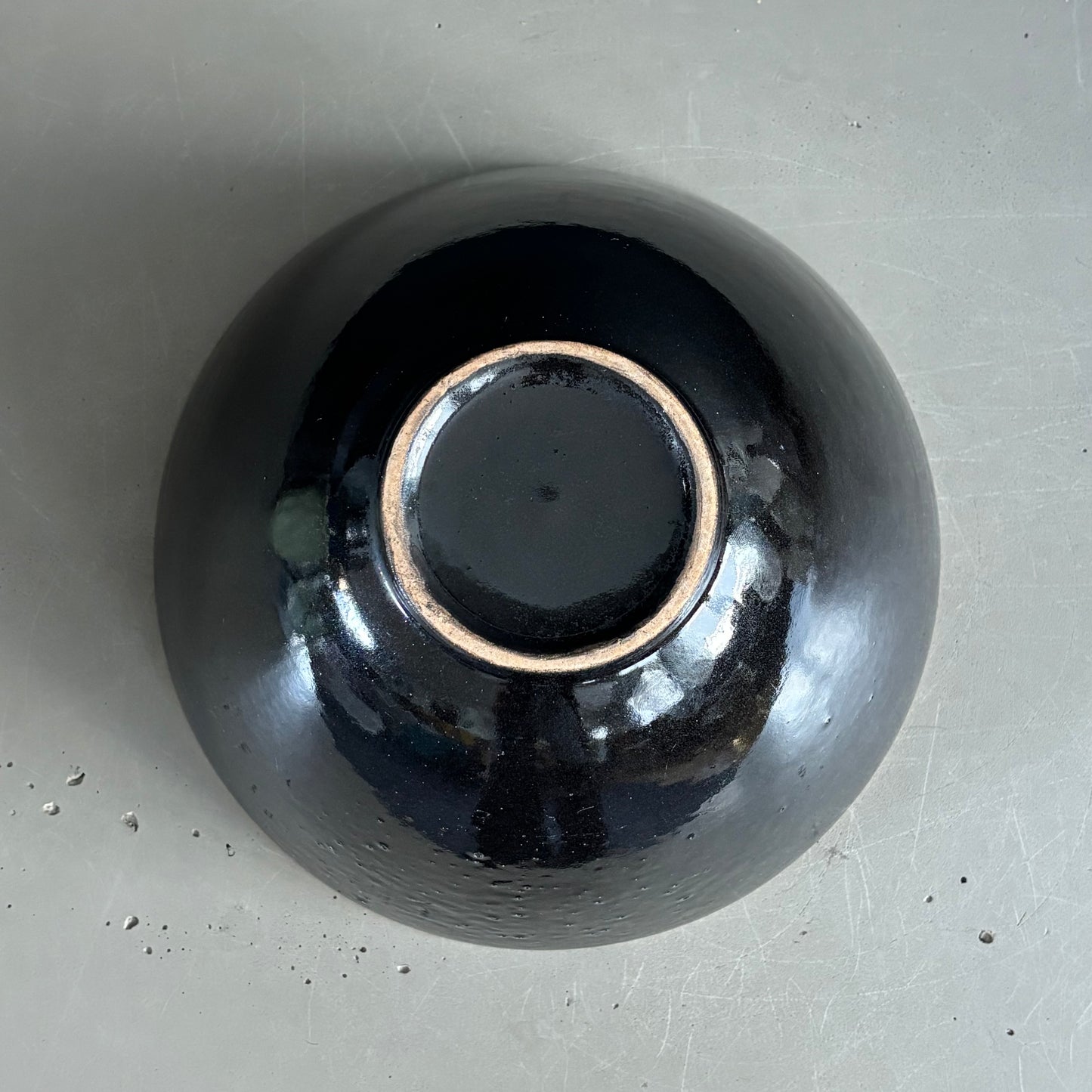Saladier en céramique artisanale émaillé jaune et noir - Ref 1274