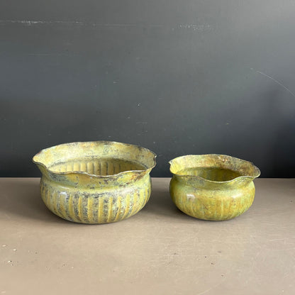 Paire de cache-pots gigognes en cuivre - Ref 1375