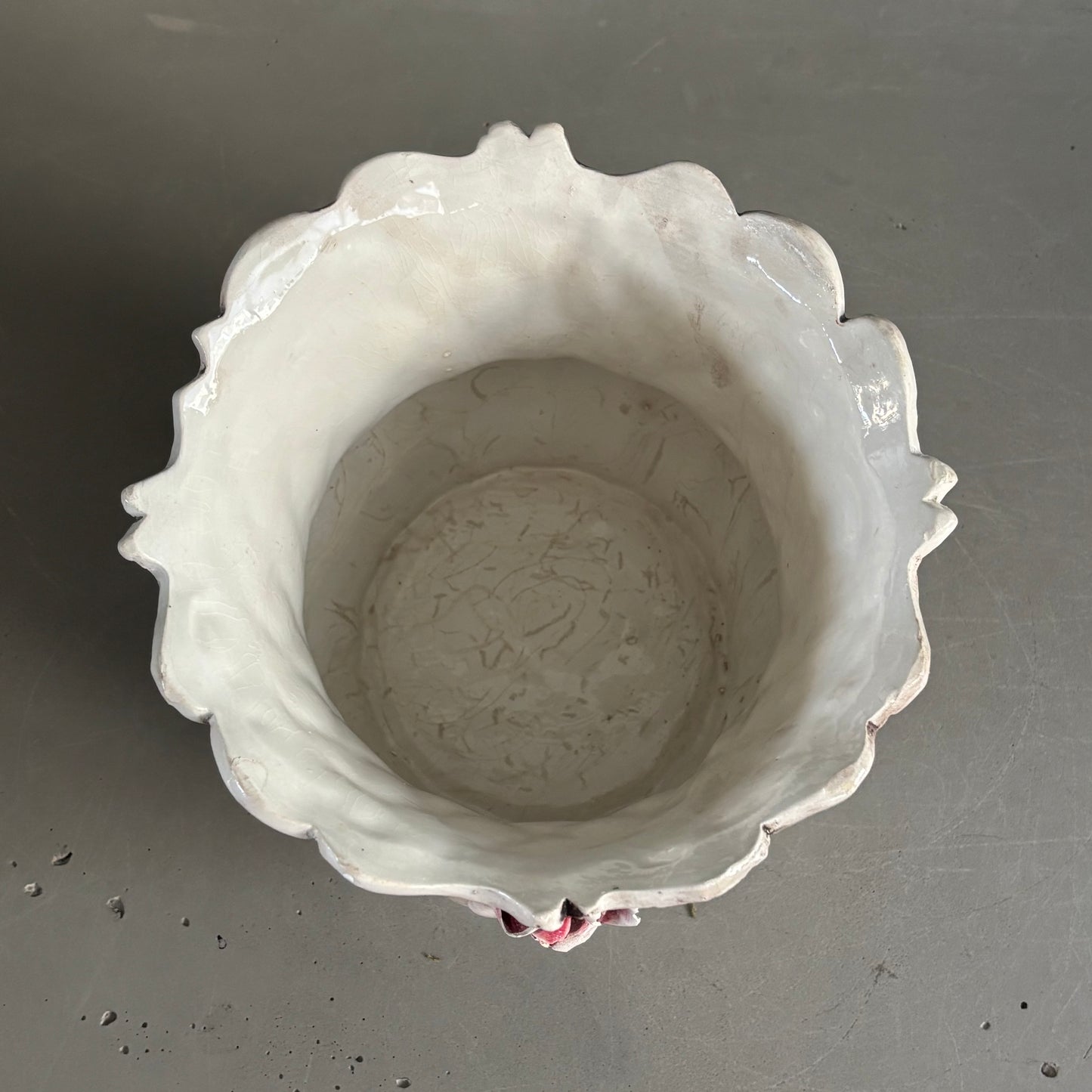 Cache-pot en barbotine italienne - Majolique - Faïencerie de Bassano - Ref 1218