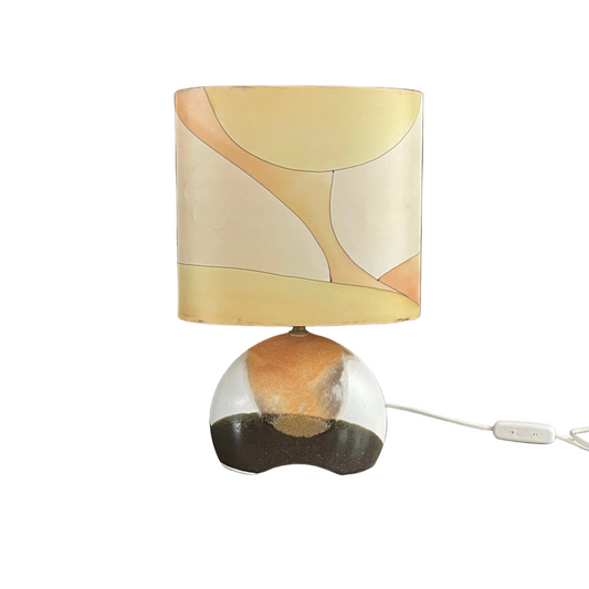 Lampe pied céramique et abat-jour en soie signé- Ref 1146
