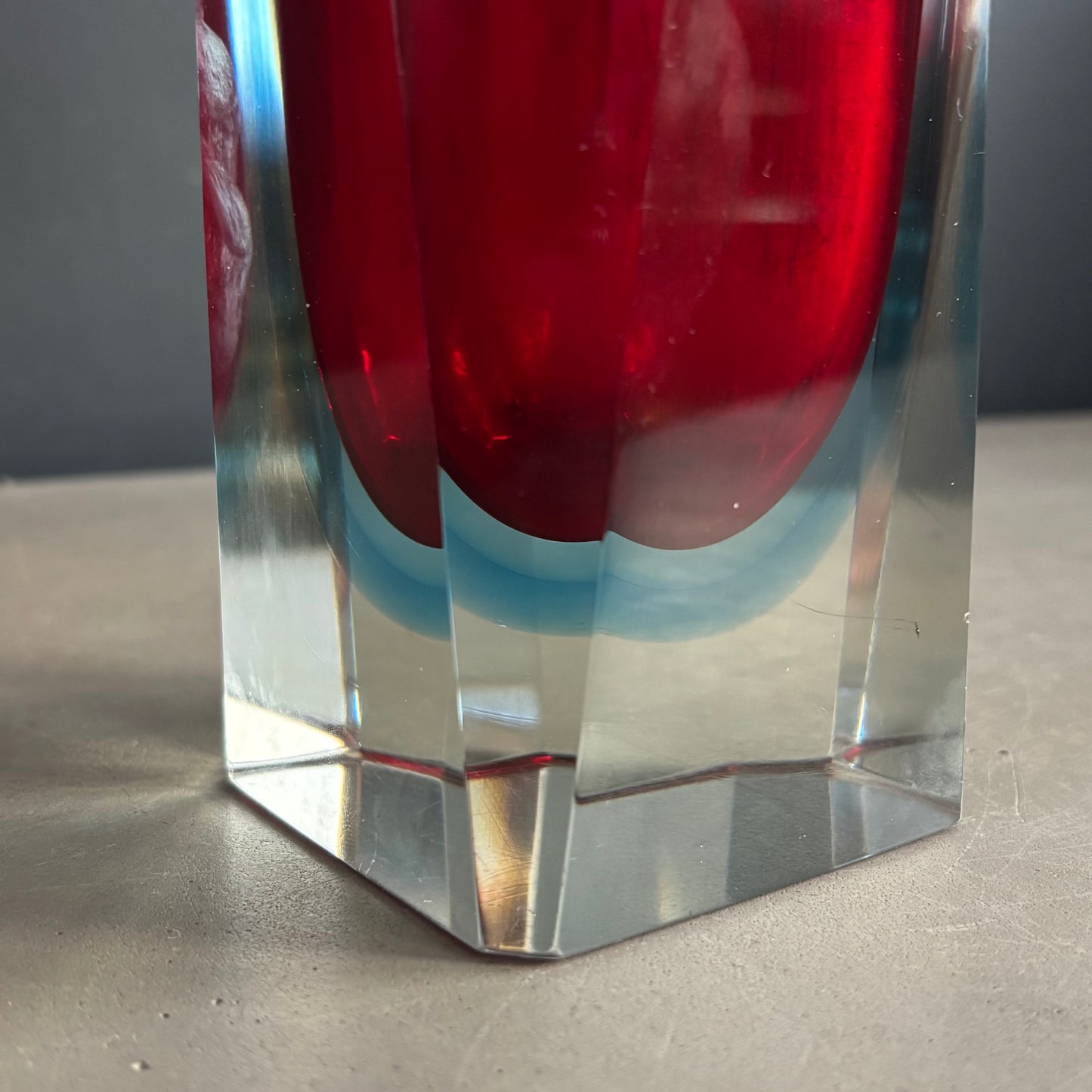 Vase Murano sommerso grand modèle rouge et bleu - Mandruzzato - Années 70 - Ref 1313