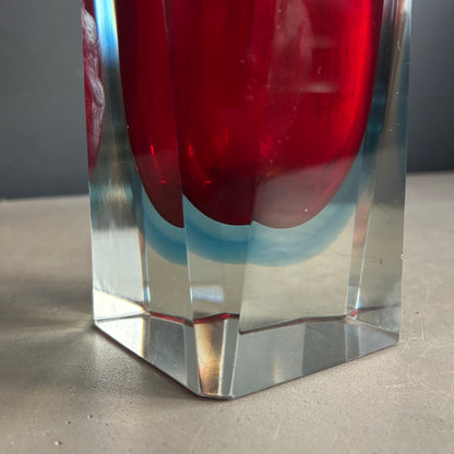 Vase Murano sommerso grand modèle rouge et bleu - Mandruzzato - Années 70 - Ref 1313