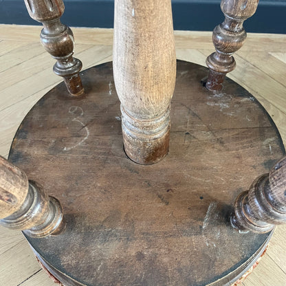 Tabouret de piano ancien en bois tourné - Ref 1059
