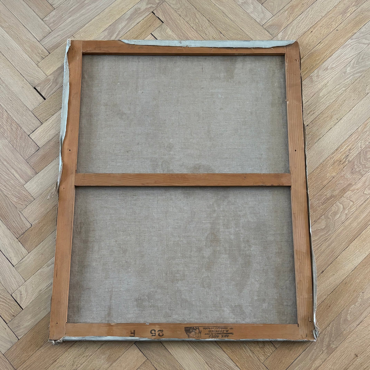 Tableau huile sur toile, jouets sur un fauteuil signé C.L.D. - Ref 1395