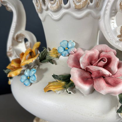 Grande verseuse en céramique et barbotine, Capodimonte, Italie, Années 50 - Ref 1295