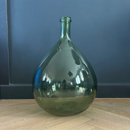 Dame-jeanne ancienne en verre vert - Ref 1307
