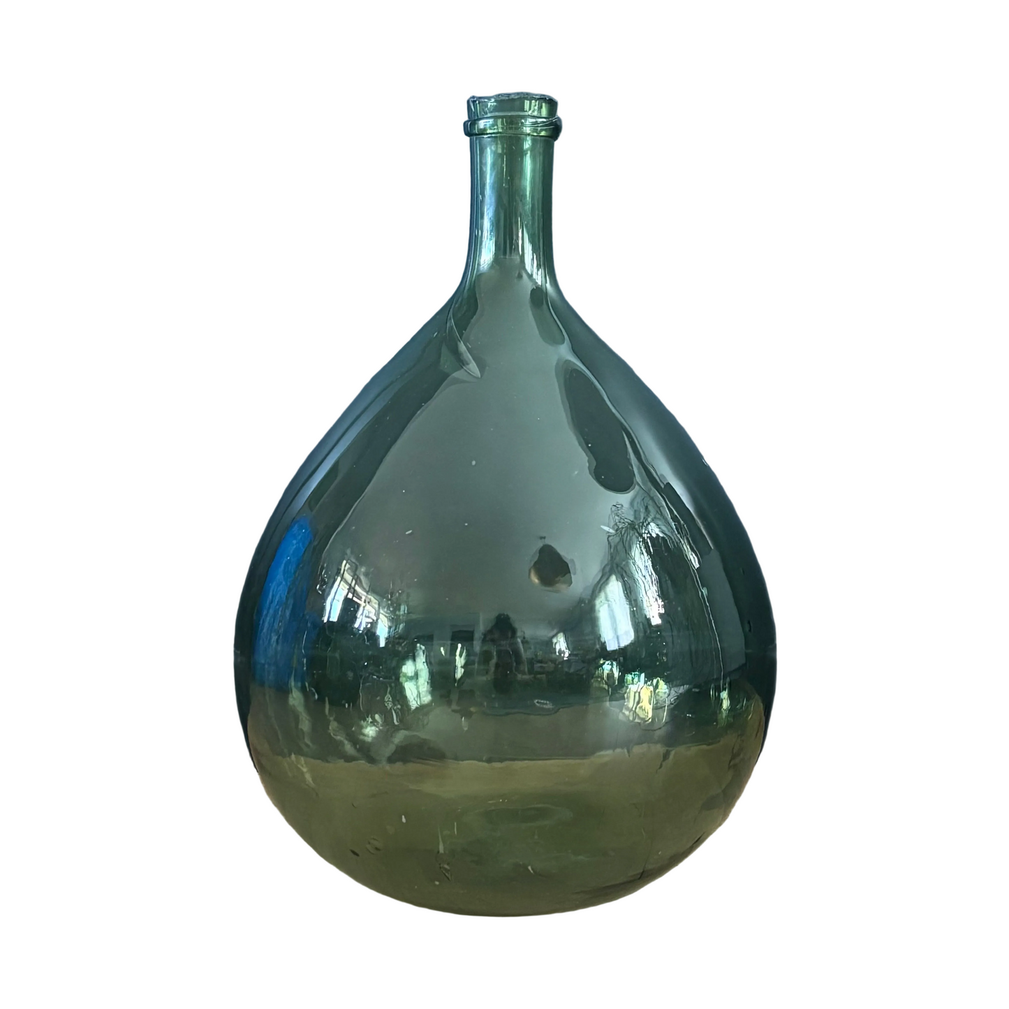 Dame-jeanne ancienne en verre vert - Ref 1307