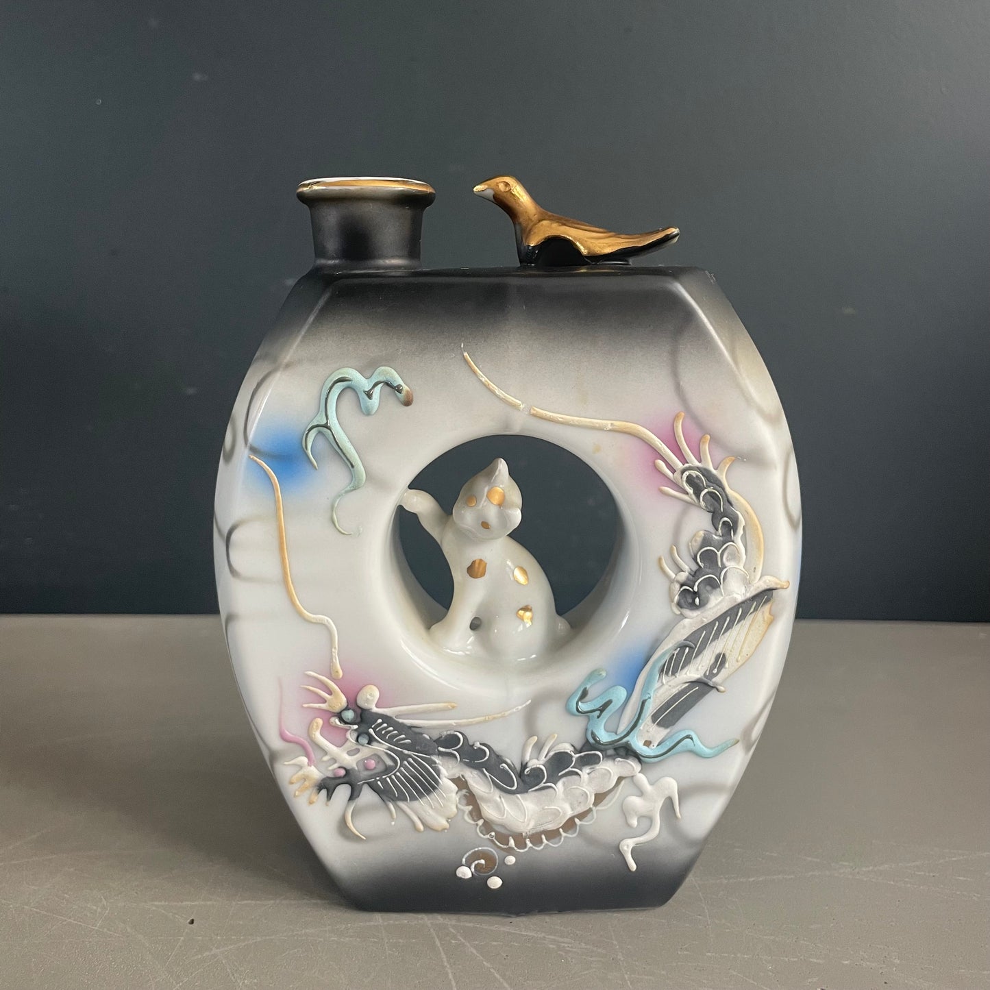 Service à saké en porcelaine – 6 tasses, bouteille et plateau - Ref 1123