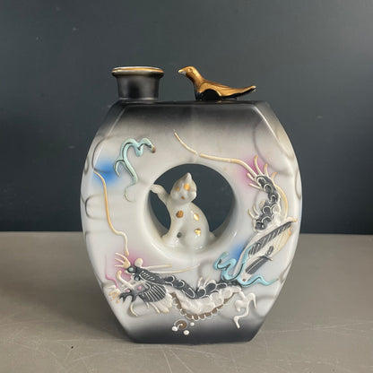 Service à saké en porcelaine – 6 tasses, bouteille et plateau - Ref 1123