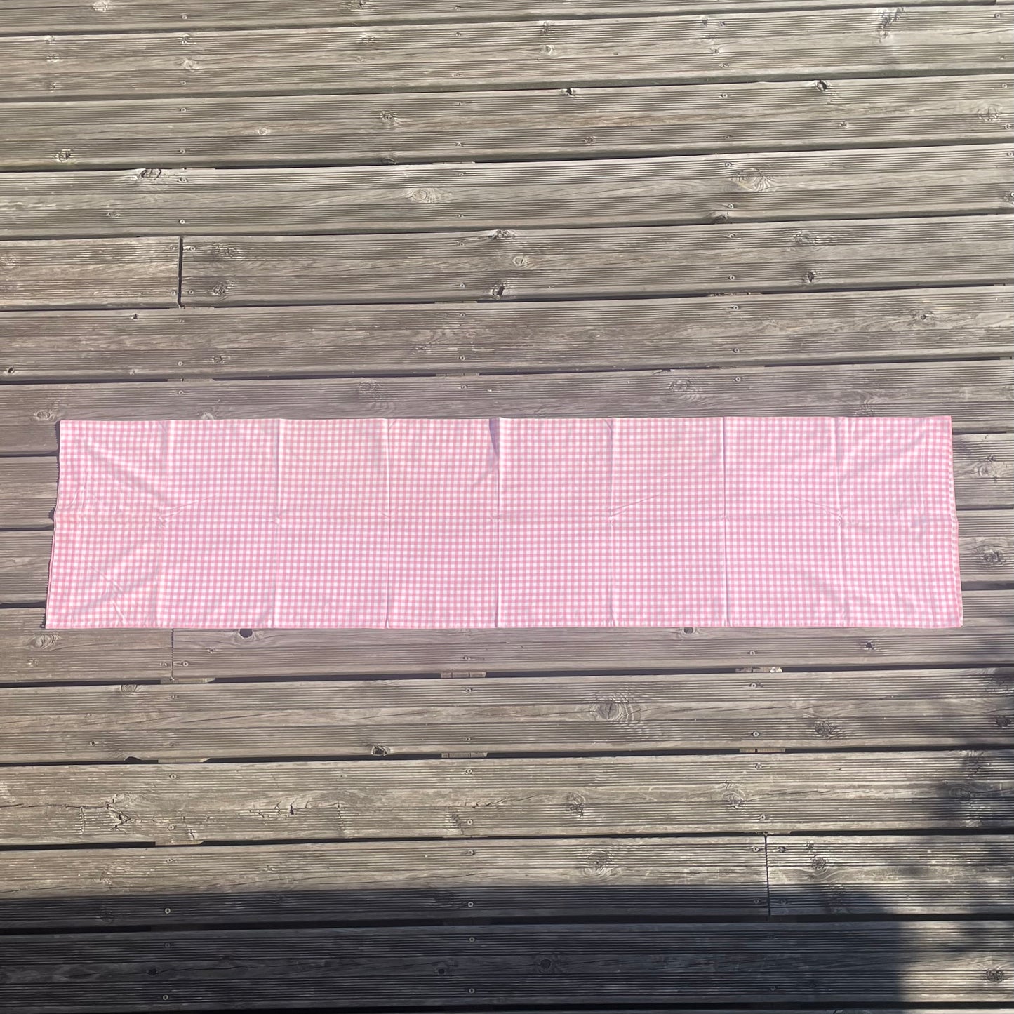 Taie de traversin en coton vichy rose - Ref 1116