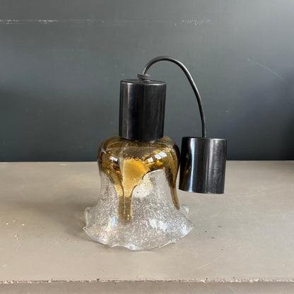 Suspension tulipe en verre bullé bicolore - Ref 1394