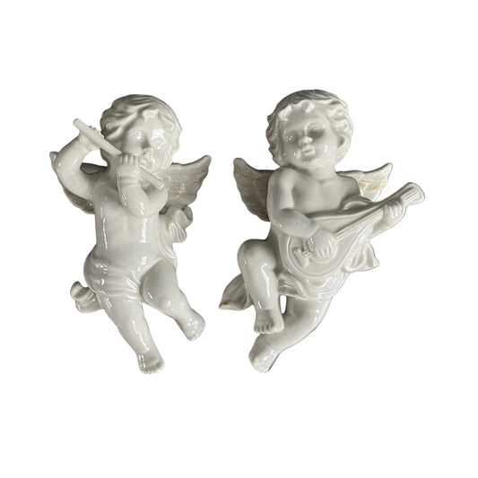Paire d’anges en porcelaine à suspendre - Ref 1154