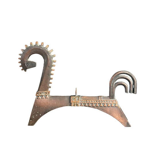 Bougeoir cheval en métal cuivré - Russie années 60-70 - Ref 1300
