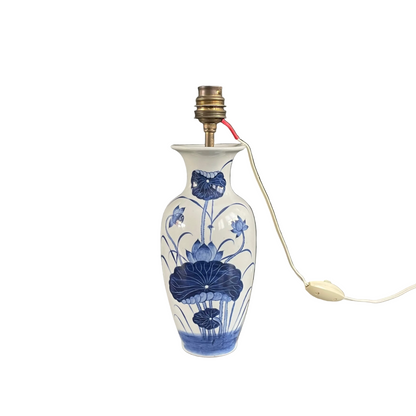 Pied de lampe asiatique en porcelaine peinte à la main - Ref 1106