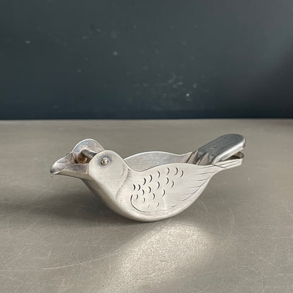 Presse-citron oiseau ancien en metal argenté - Ref 929