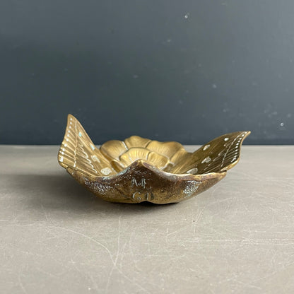 Vide-poche papillon et fleur en laiton signé - Ref 1160