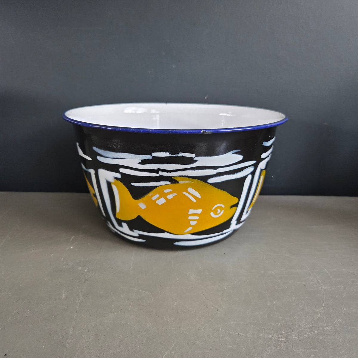 Bassine saladier en tôle émaillée vintage - Ref 1444