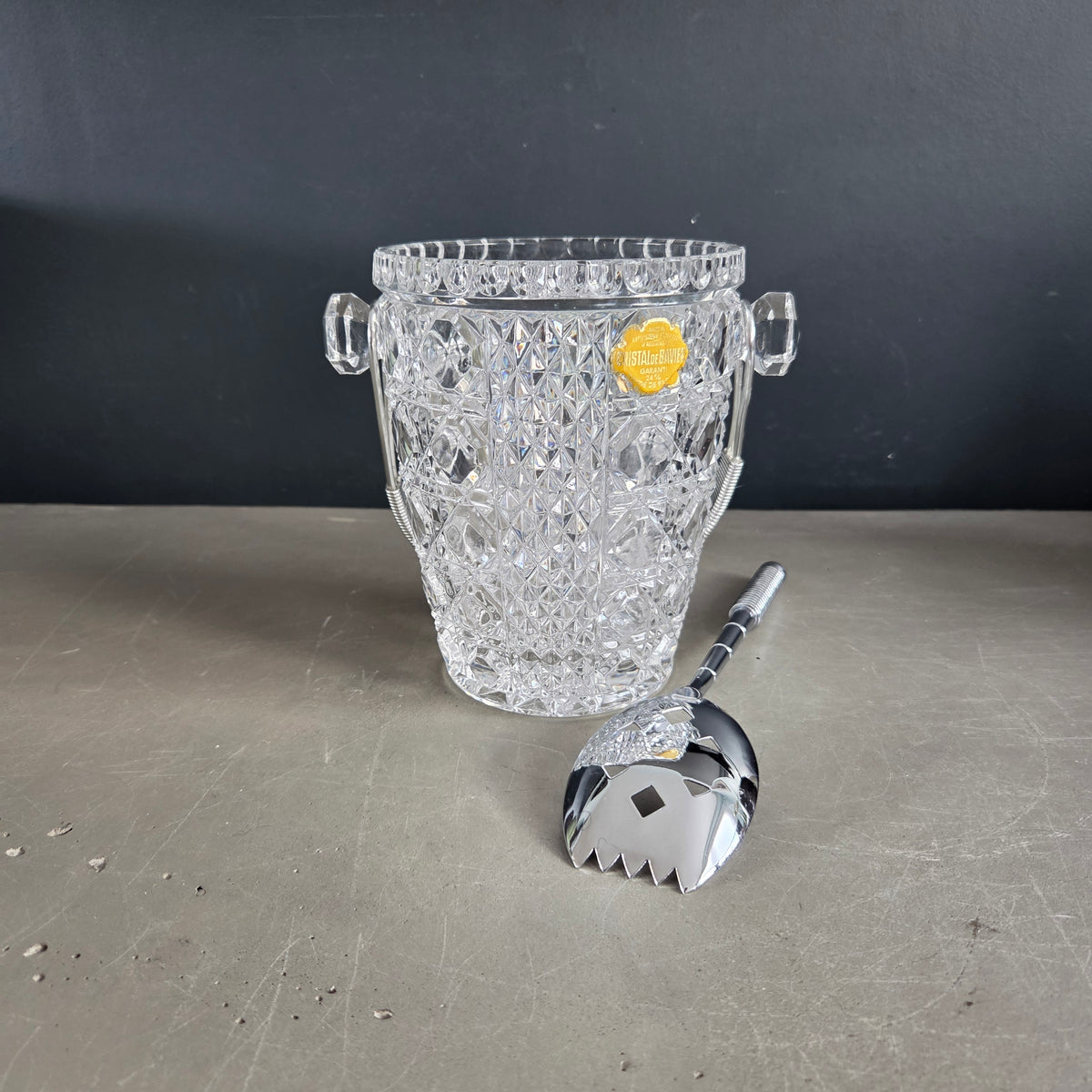 Seau à glace en cristal de Bavière avec cuillère à glaçons - Ref 1447