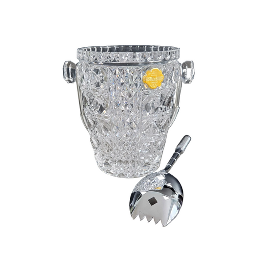 Seau à glace en cristal de Bavière avec cuillère à glaçons - Ref 1447
