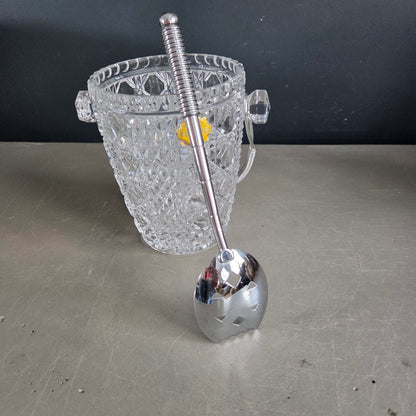 Seau à glace en cristal de Bavière avec cuillère à glaçons - Ref 1447