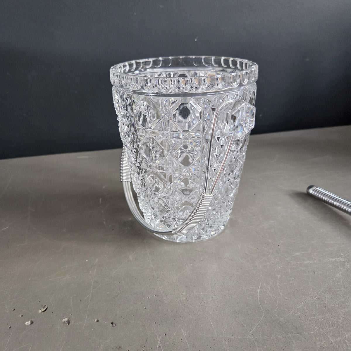 Seau à glace en cristal de Bavière avec cuillère à glaçons - Ref 1447
