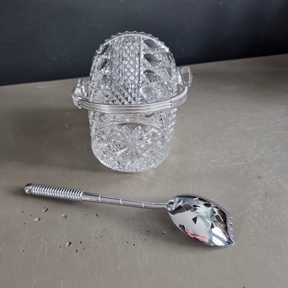 Seau à glace en cristal de Bavière avec cuillère à glaçons - Ref 1447