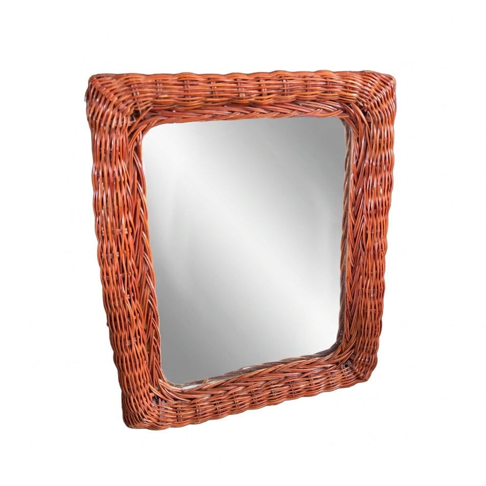 Miroir vintage en rotin tressé - Ref 1448