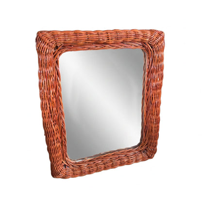 Miroir vintage en rotin tressé - Ref 1448