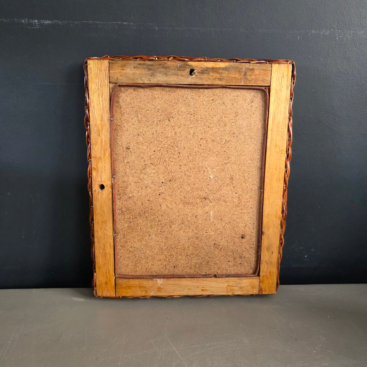 Miroir vintage en rotin tressé - Ref 1448