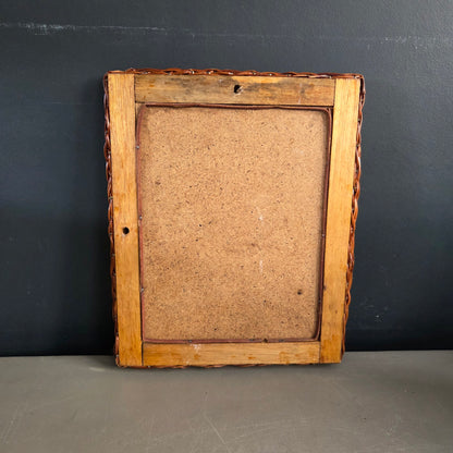 Miroir vintage en rotin tressé - Ref 1448