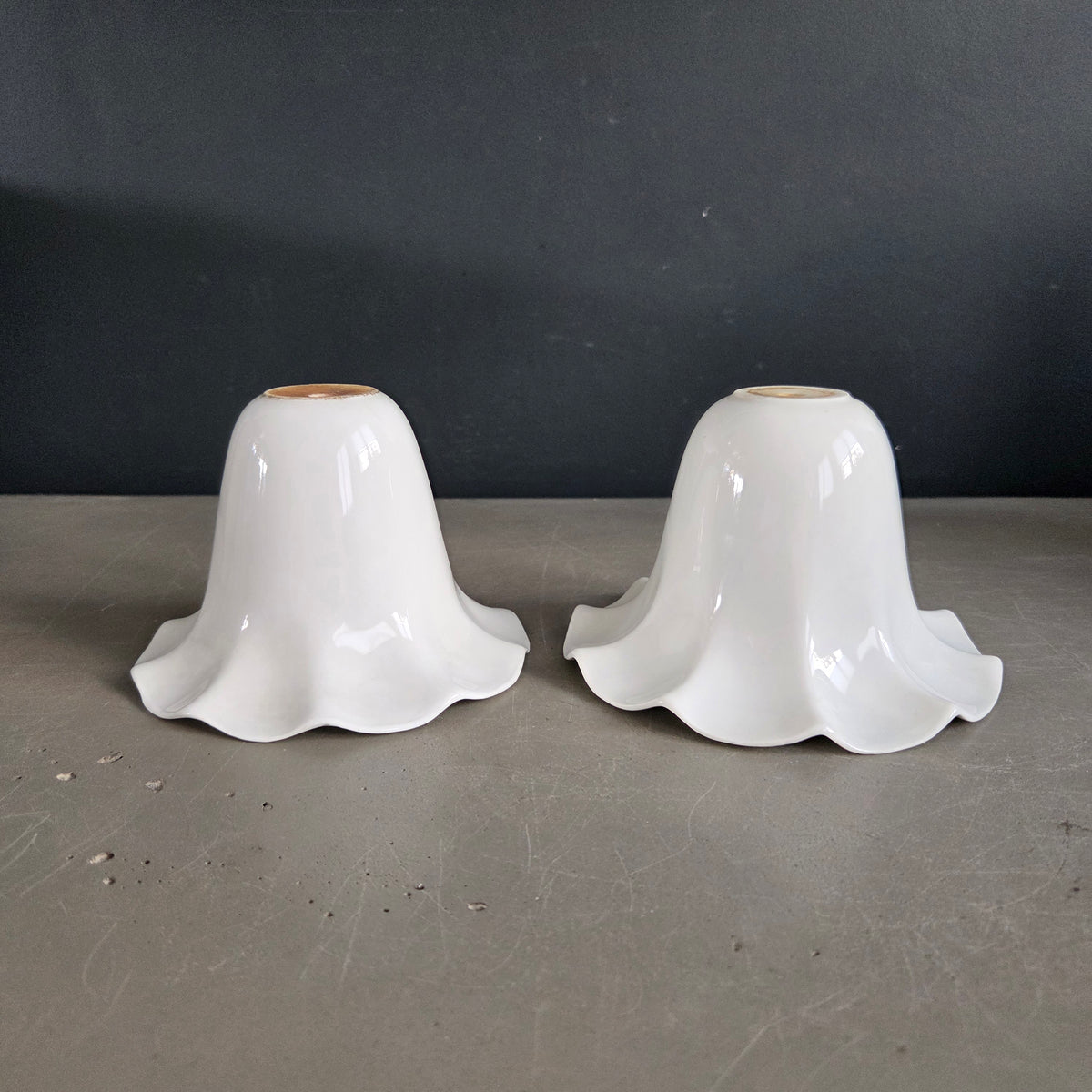 Paire d'abat-jour tulipe en porcelaine - Ref 1451