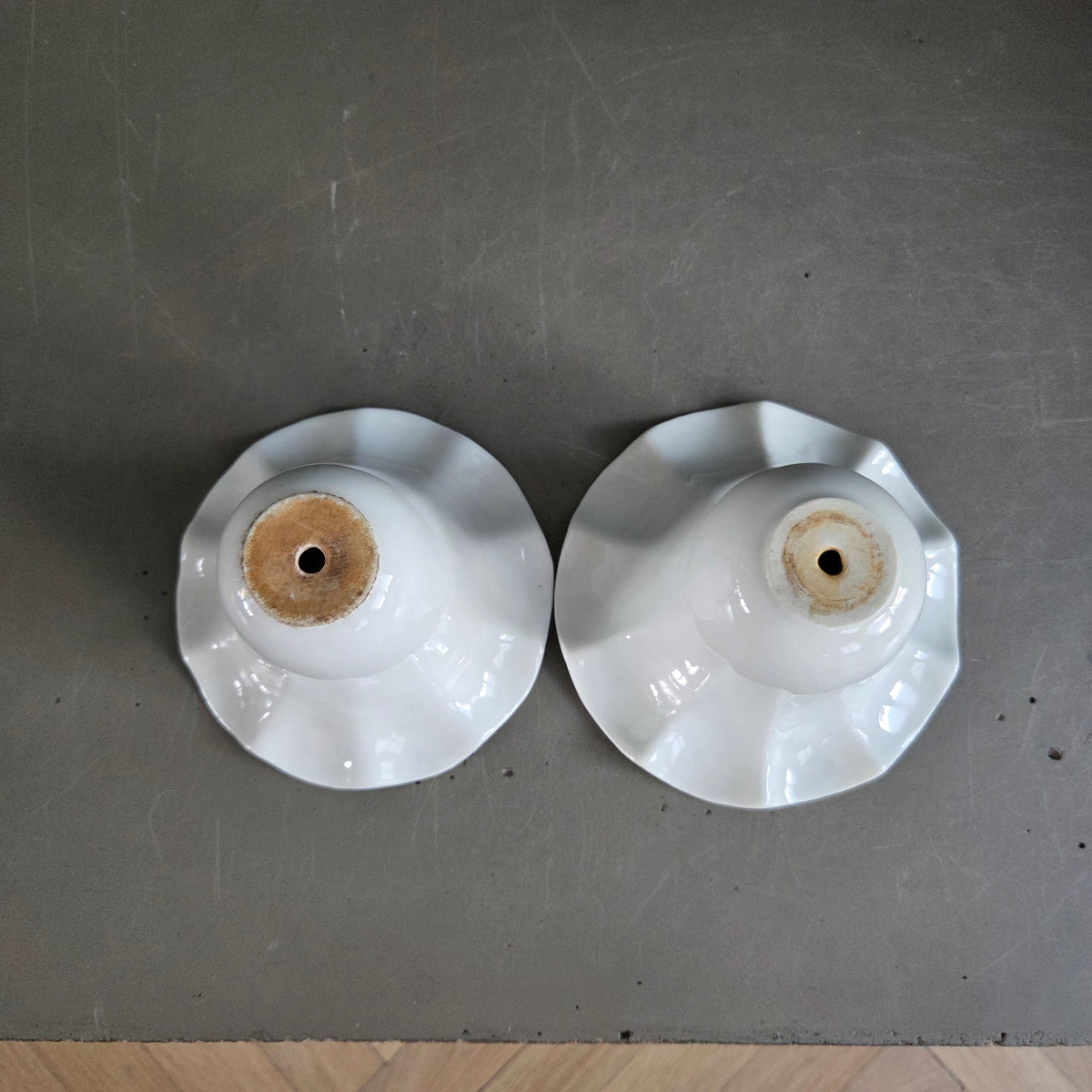Paire d'abat-jour tulipe en porcelaine - Ref 1451