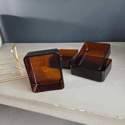 Serviteur à apéritif en fil métal doré et verre ambré - Vereco - Ref 1453