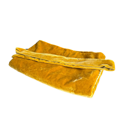 Rideau avec embrasse en velours couleur or / moutarde - Ref 1469