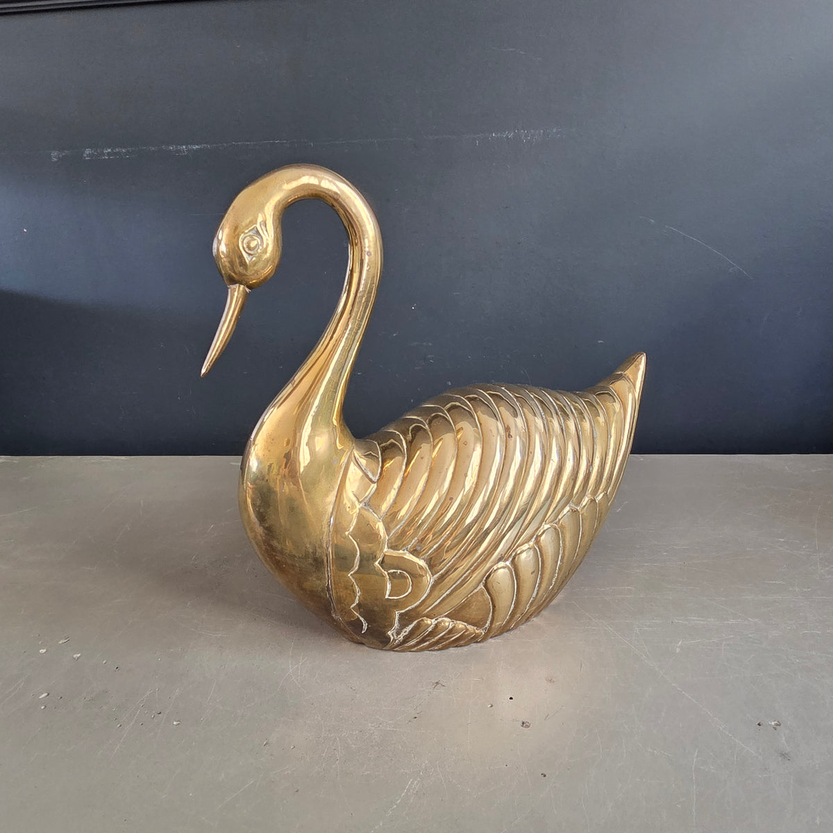 Grand cygne en laiton massif - 30cm - 2,8kg - Ref 1470