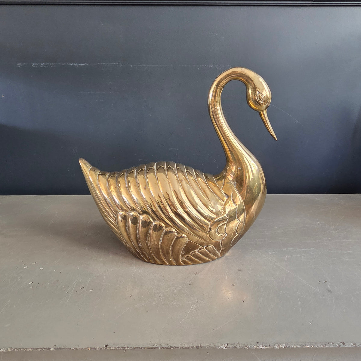Grand cygne en laiton massif - 30cm - 2,8kg - Ref 1470