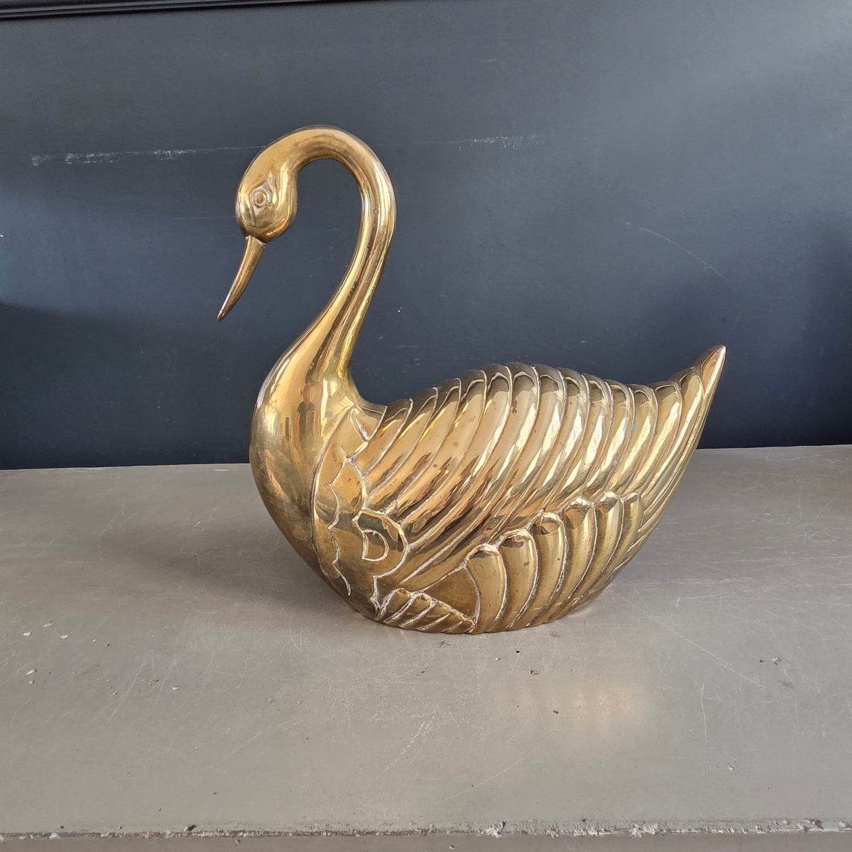 Grand cygne en laiton massif - 30cm - 2,8kg - Ref 1470