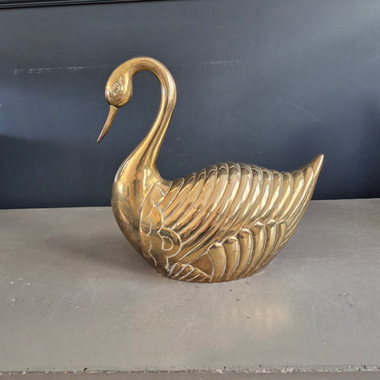 Grand cygne en laiton massif - 30cm - 2,8kg - Ref 1470