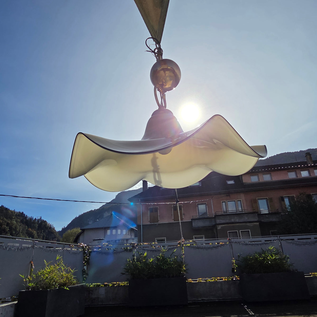 Grande suspension fazzoletto en verre de Murano – Italie années 70 – Ø 61 cm - Ref 1478