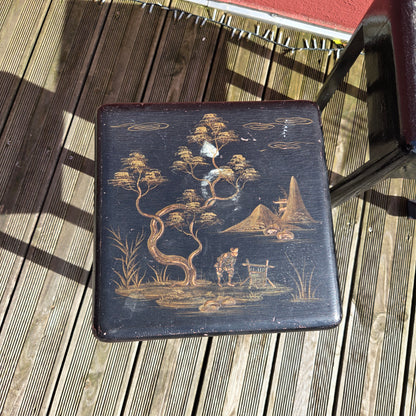 Paire de tabourets chinois en bois laqué peint - Ref 1471