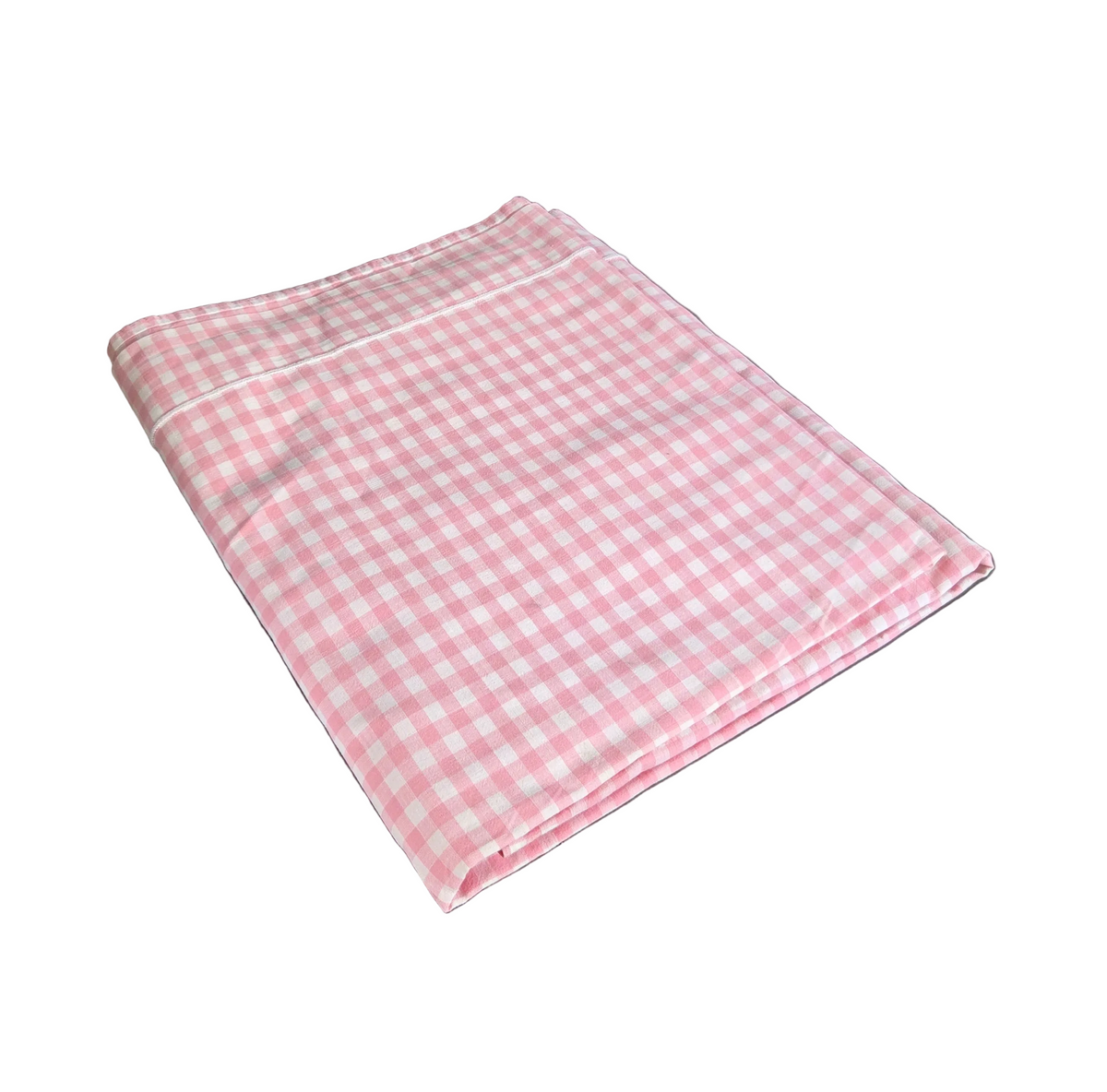 Pièce de tissu vichy rose - Drap ancien 260x170cm - Ref 1466