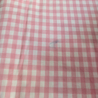 Pièce de tissu vichy rose - Drap ancien 260x170cm - Ref 1466