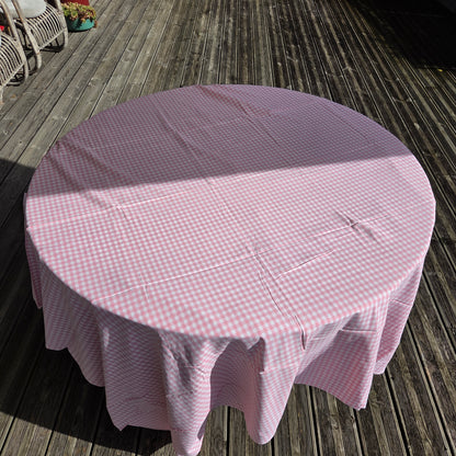 Pièce de tissu vichy rose - Drap ancien 260x170cm - Ref 1466